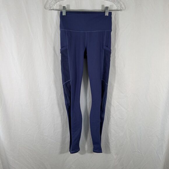 Fabletics Leggings Women's Small Blue Pull On Mid Rise Stretchy Side Mesh - Picture 1 of 9